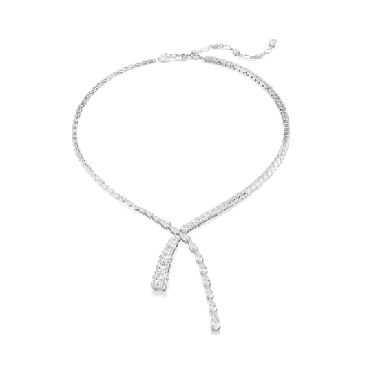 Matrix Y necklace, Mixed cuts, White, Rhodium plated 5692533