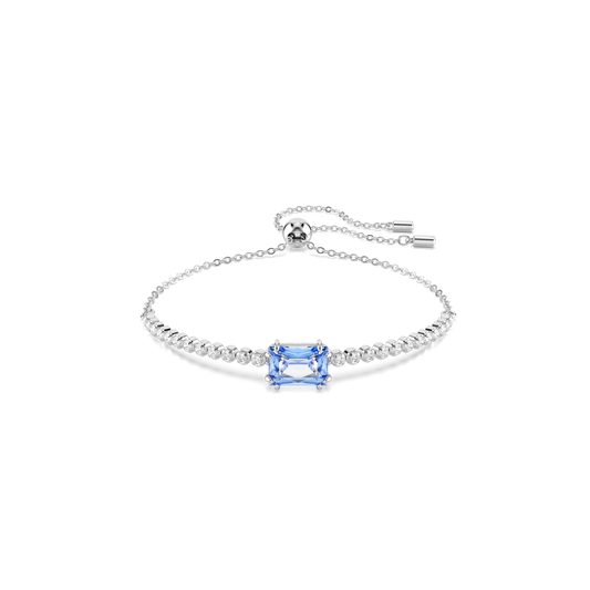 Matrix bracelet, Mixed cuts, Blue, Rhodium plated 5693412