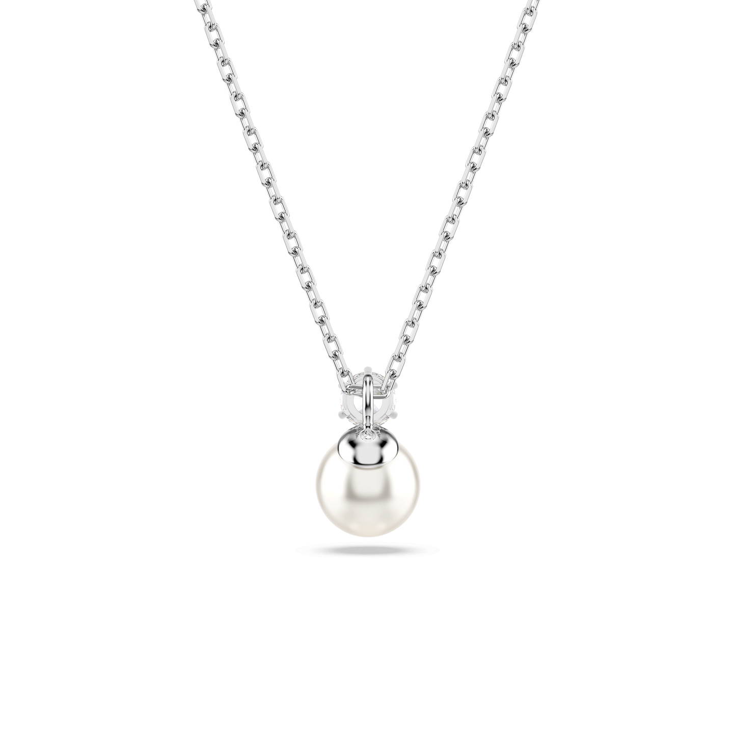 Matrix pendant, Crystal pearl, Round cut, White, Rhodium plated 5693897
