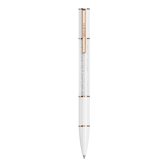 Crystalline ballpoint pen, White, Rose gold-tone plated 5694174