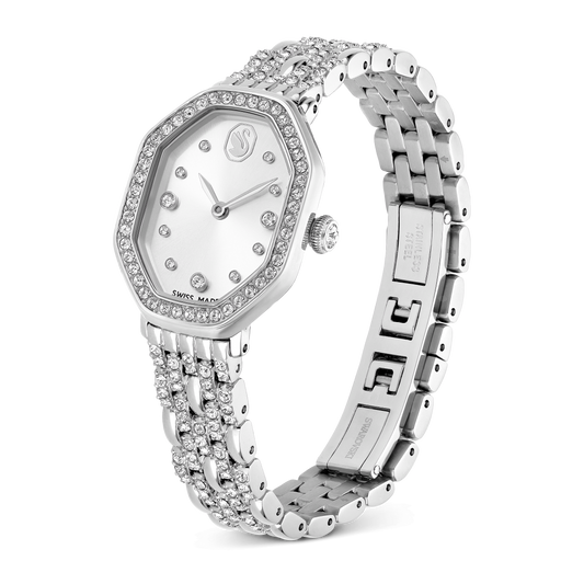 Dextera octagon watch, Swiss Made, Metal bracelet, Silver tone, Stainless steel 5698690