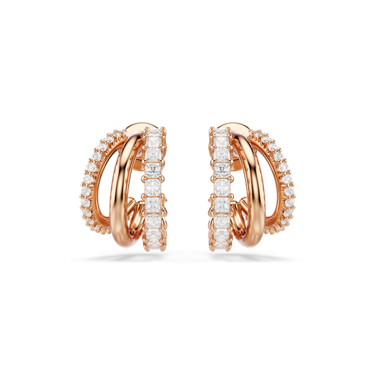 Hyperbola hoop earrings, Mixed cuts, Mini, White, Rose gold-tone plated 5698702