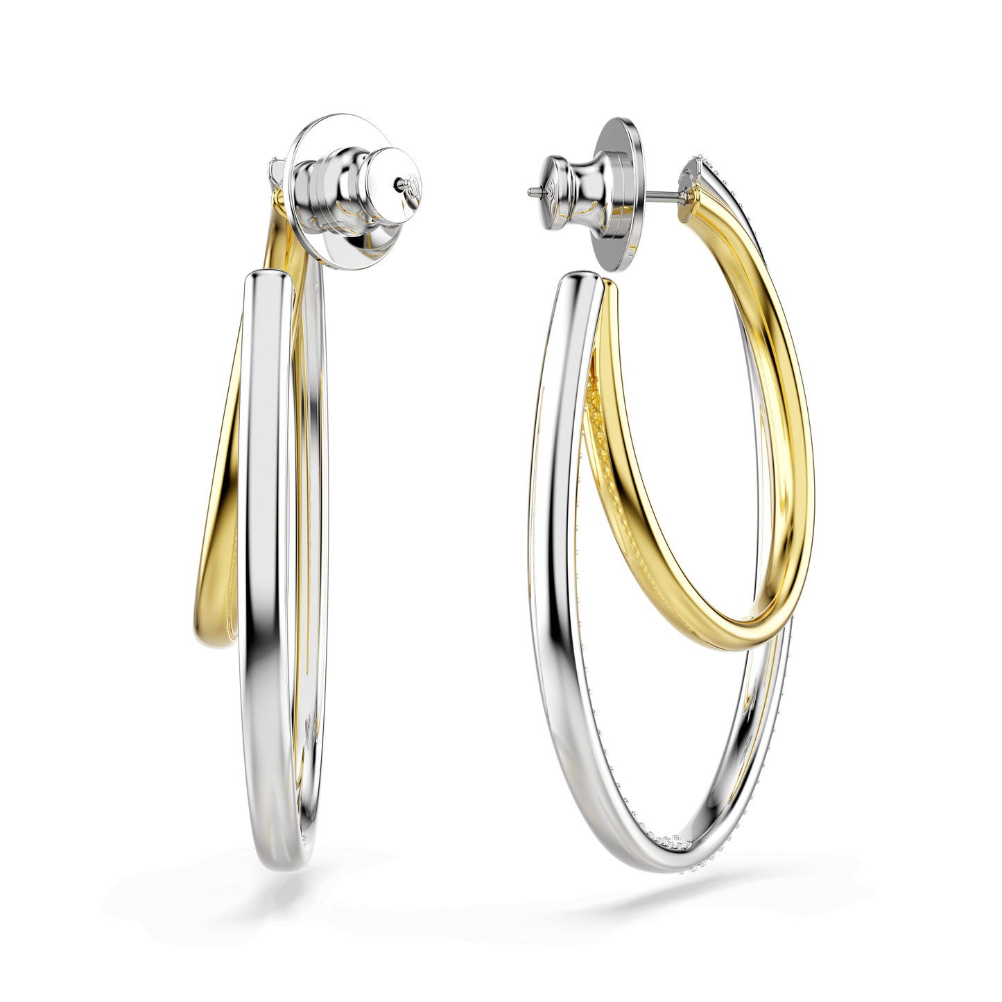 Hyperbola hoop earrings, Round cut, Medium, White, Mixed metal finish 5702400