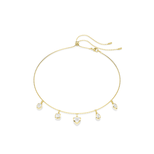 Imber necklace, Mixed cuts, White, Gold-tone plated 5705463