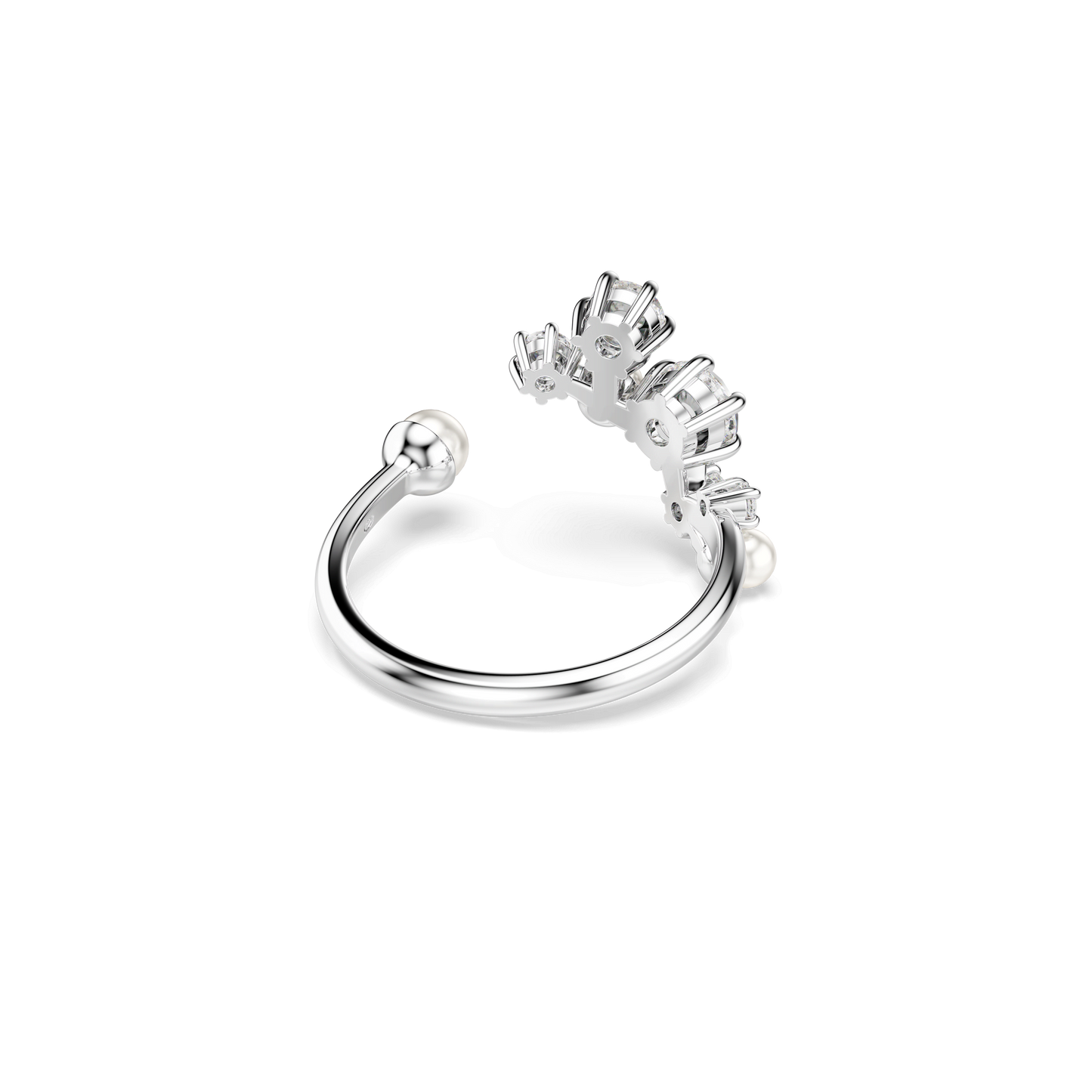 Constella open ring, Crystal pearl, Round cuts, White, Rhodium plated 5705599