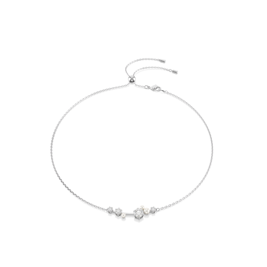 Constella necklace, Crystal pearl, Round cuts, White, Rhodium plated 5705626