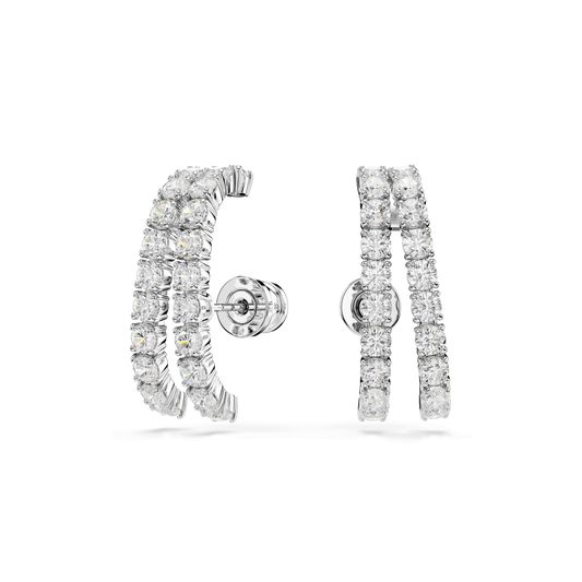 Matrix ear cuffs, Round cut, White, Rhodium plated 5705835