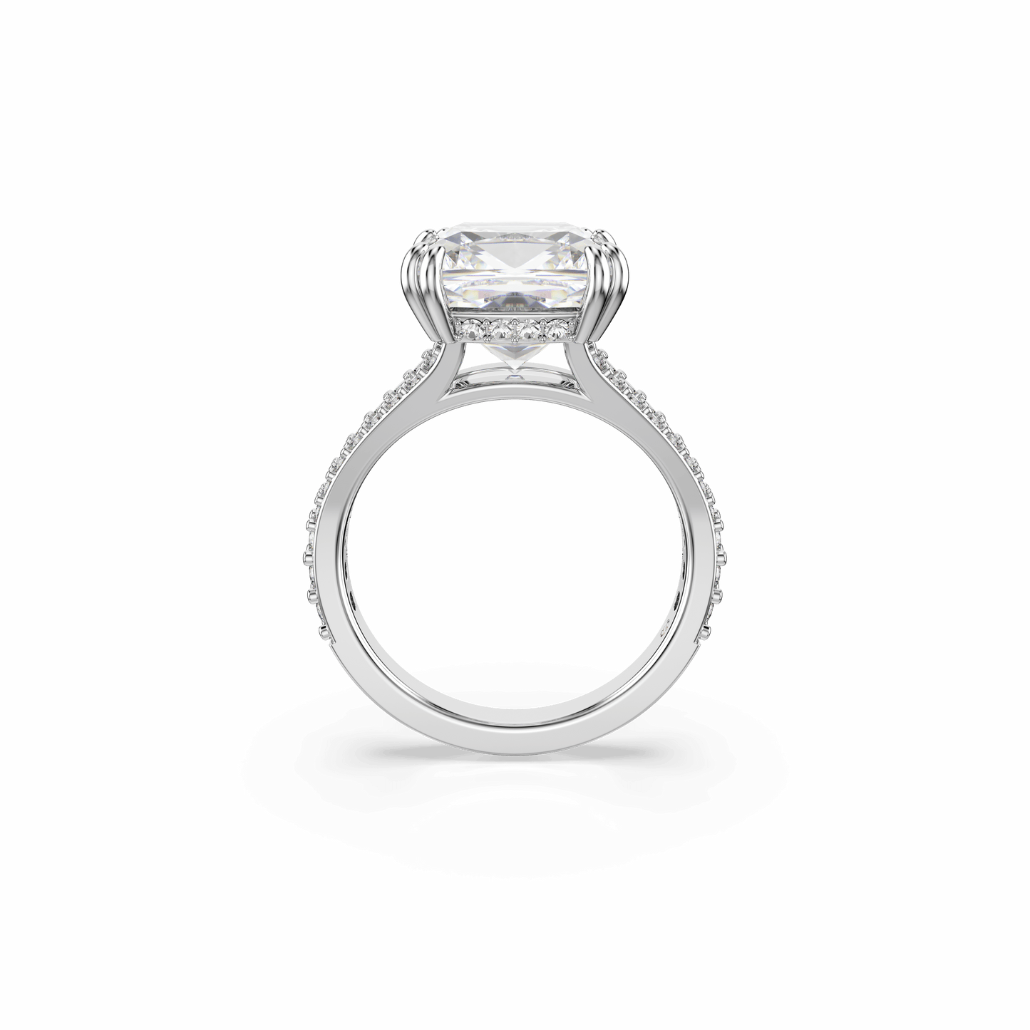 Stilla cocktail ring, Square cut, Pavé, White, Rhodium plated 5709904