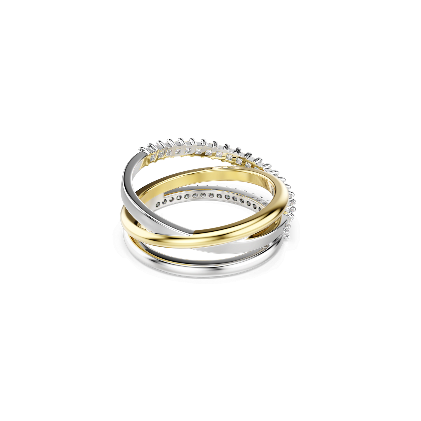 Hyperbola ring, Mixed cuts, White, Mixed metal finish 5714162