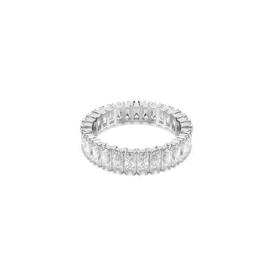 Matrix ring, Baguette cut, White, Silver-tone finish 5714332