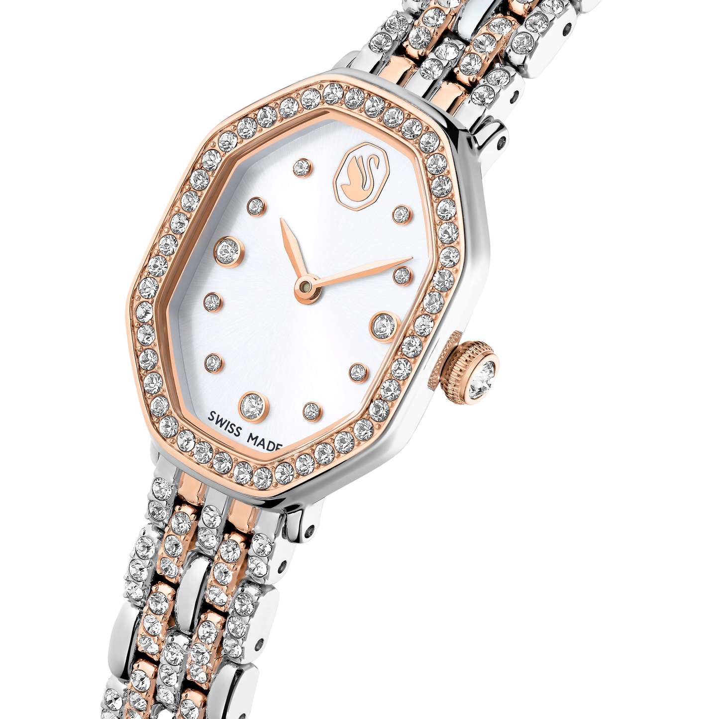 Dextera octagon watch, Swiss Made, Metal bracelet, Silver tone, Rose gold-tone finish 5715521