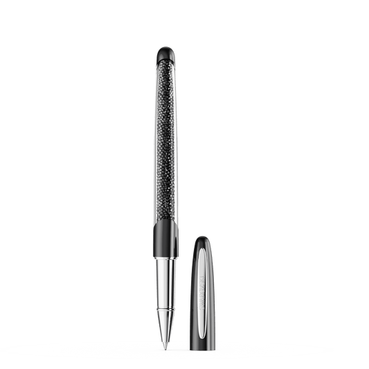 Crystalline rollerball pen, Black, Chrome plated 5717137