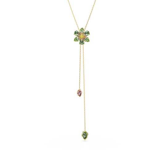 Idyllia Y pendant, Mixed cuts, Flower, Multicolored, Gold-tone plated 5717158