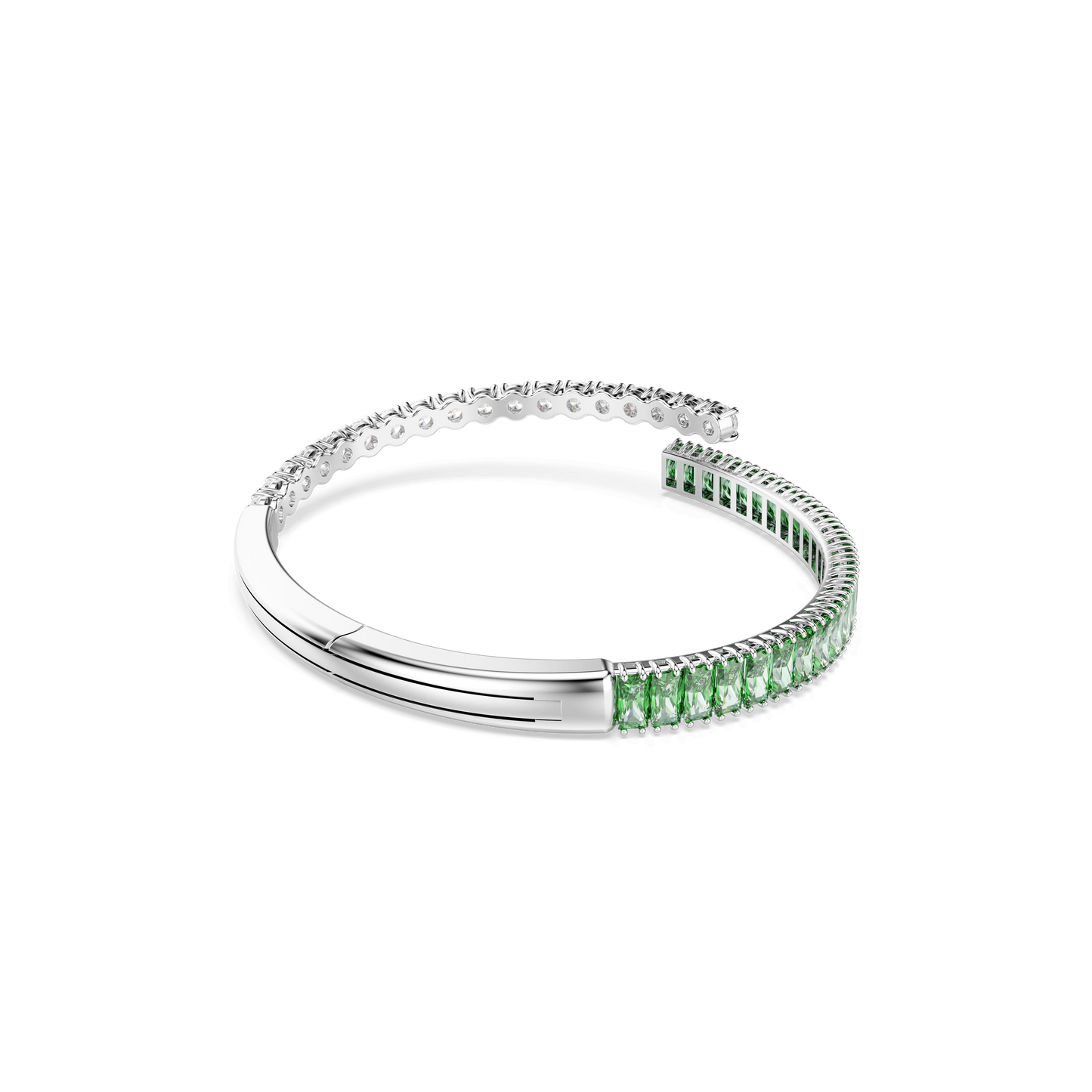 Matrix bangle, Mixed cuts, Green, Rhodium plated 5722460