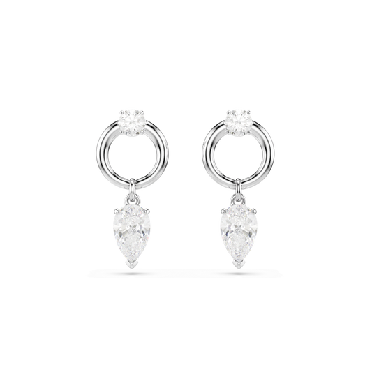 Mesmera drop earrings, Mixed cuts, White, Rhodium plated 5723177