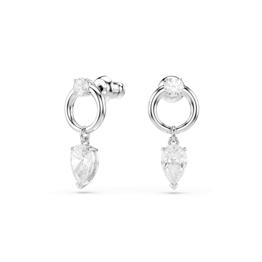 Mesmera drop earrings, Mixed cuts, White, Rhodium plated 5723177