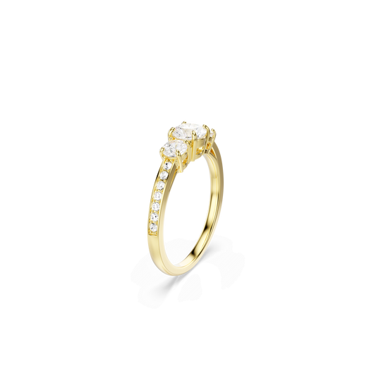 Stilla Attract ring, Round cut, White, Gold-tone plated
