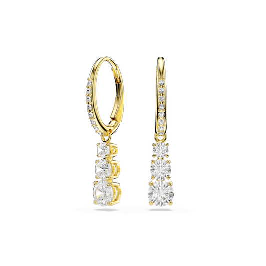 Stilla Attract hoop earrings, Round cut, White, Gold-tone plated 5723300