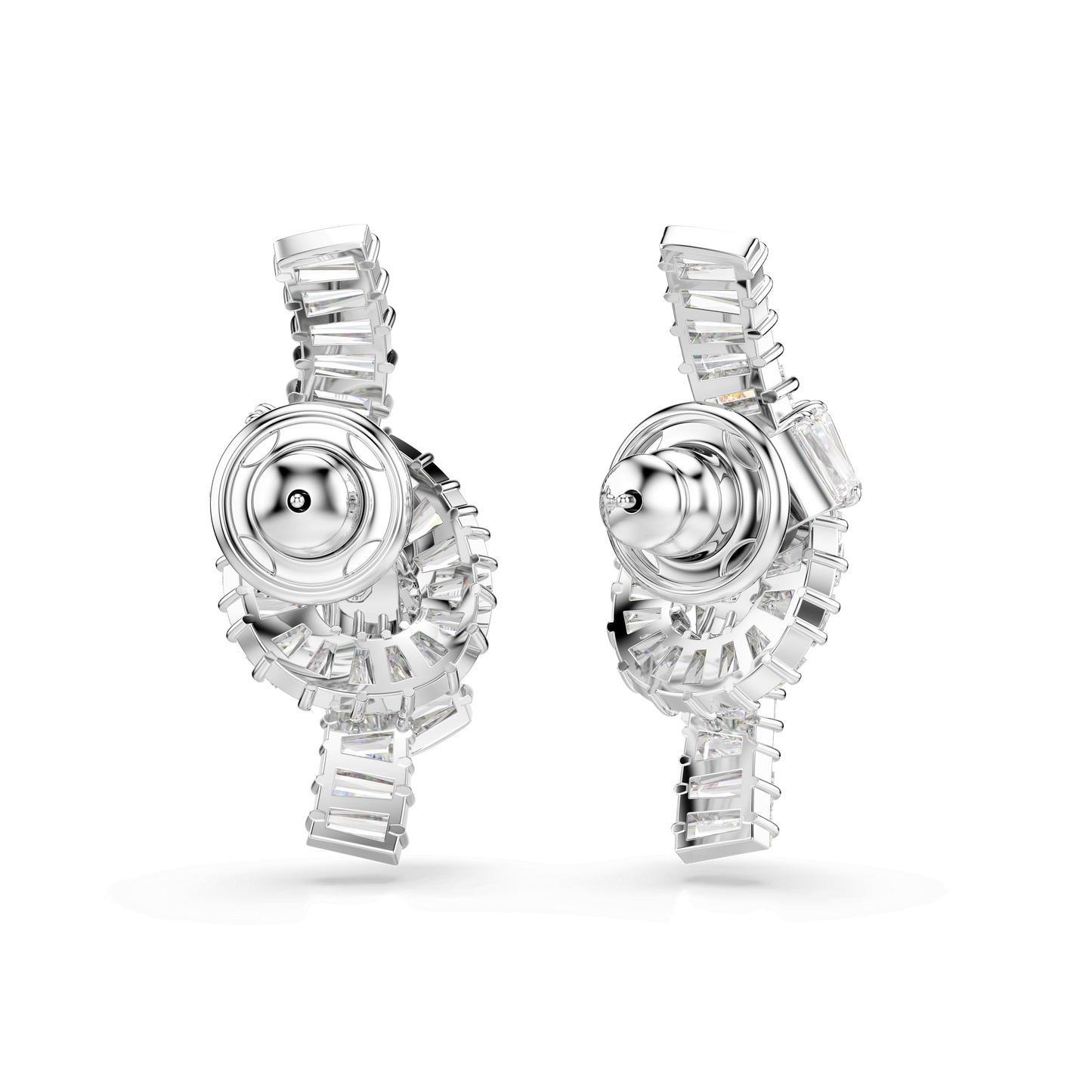 Matrix earrings, Baguette cut, Knot, White, Rhodium plated 5727040