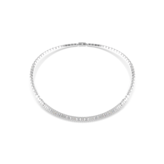 Matrix necklace, Baguette cut, White, Rhodium plated 5727111