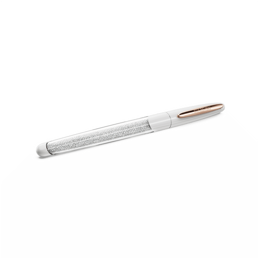 Crystalline rollerball pen, White, Rose gold-tone plated 5728390