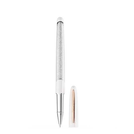 Crystalline rollerball pen, White, Rose gold-tone plated 5728390