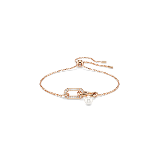 Constella bracelet, Crystal pearl, Round cut, White, Rose gold-tone plated 5728588