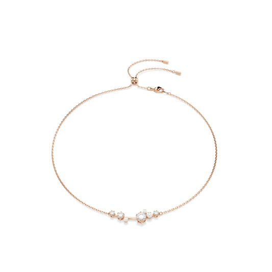 Constella necklace, Crystal pearl, Round cuts, White, Rose gold-tone plated 5729504