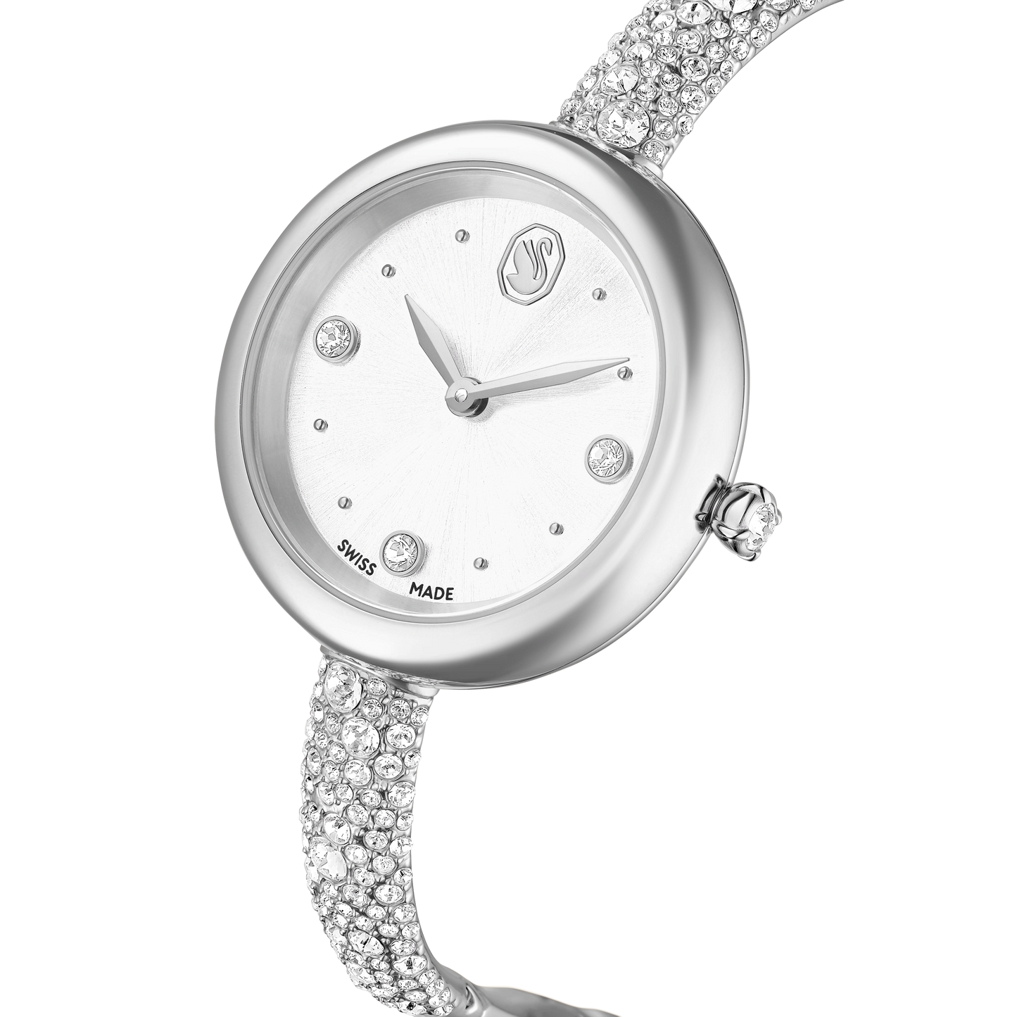 Sublima bangle watch, Swiss Made, Metal bracelet, Silver tone, Stainless steel 5730369