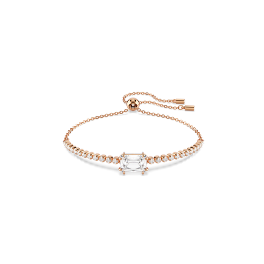 Matrix bracelet, Mixed cuts, White, Rose gold-tone plated 5730706
