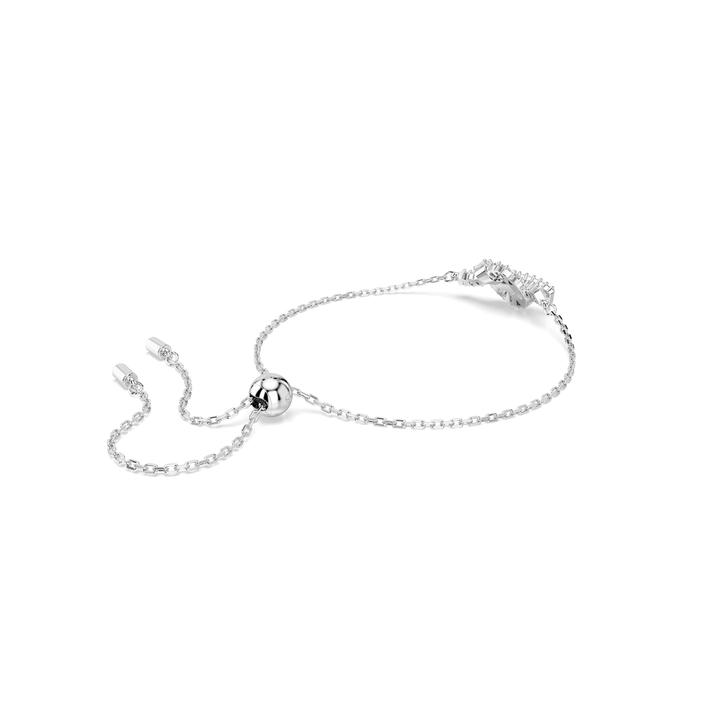 Matrix bracelet, Baguette cut, Knot, White, Rhodium plated 5731101