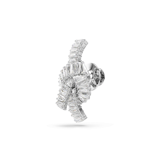 Matrix tack pin, Baguette cut, Knot, White, Rhodium plated 5731102