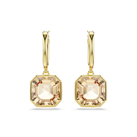 Millenia drop earrings, Square cut, Caramel, Gold-tone plated 5731148