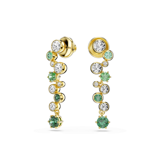 Constella drop earrings, Mixed cuts, Green, Gold-tone plated 5732248