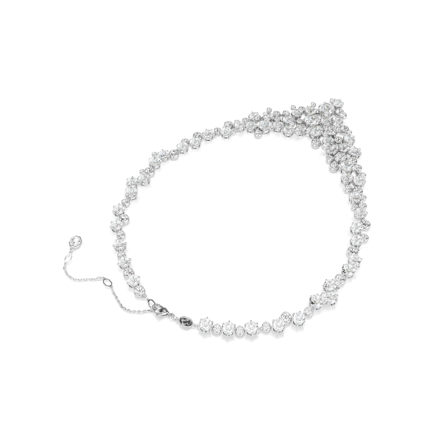 Constella necklace, Mixed cuts, Clasp, White, Rhodium plated 5732249