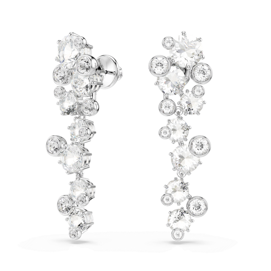 Constella drop earrings, Mixed cuts, White, Rhodium plated 5732252
