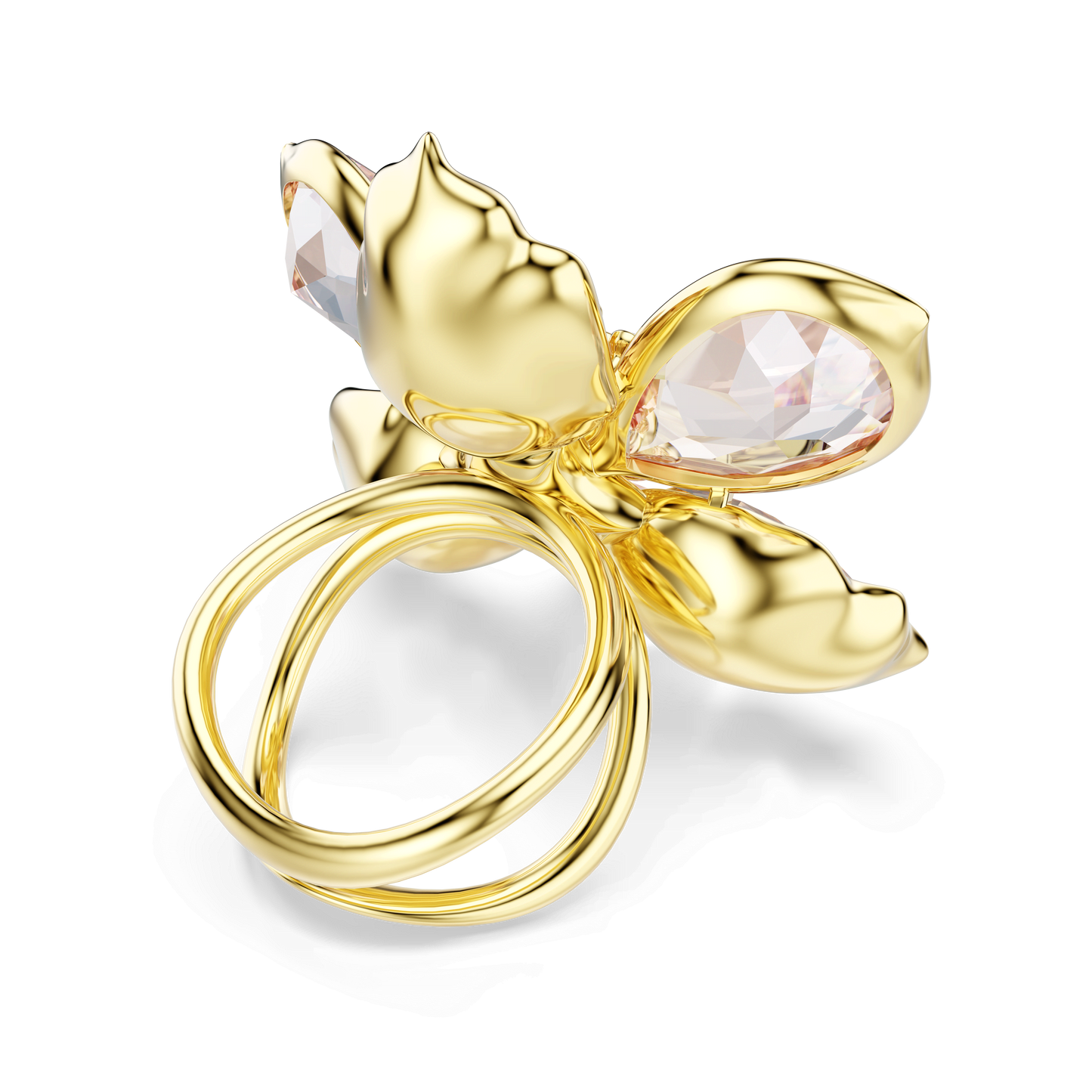 Idyllia motif ring, Mixed cuts, Flower, Multicolored, Gold-tone plated 5732382