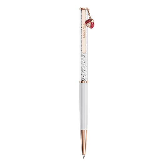 Crystalline ballpoint pen, Ladybug, White, Red lacquered, Rose gold-tone plated 5732981