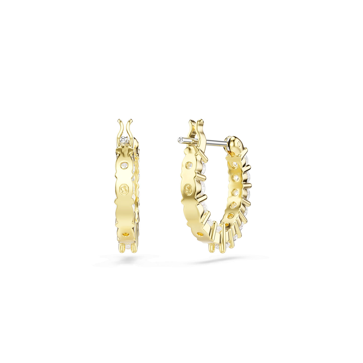 Matrix Vittore hoop earrings, Round cut, White, Gold-tone plated 5733398