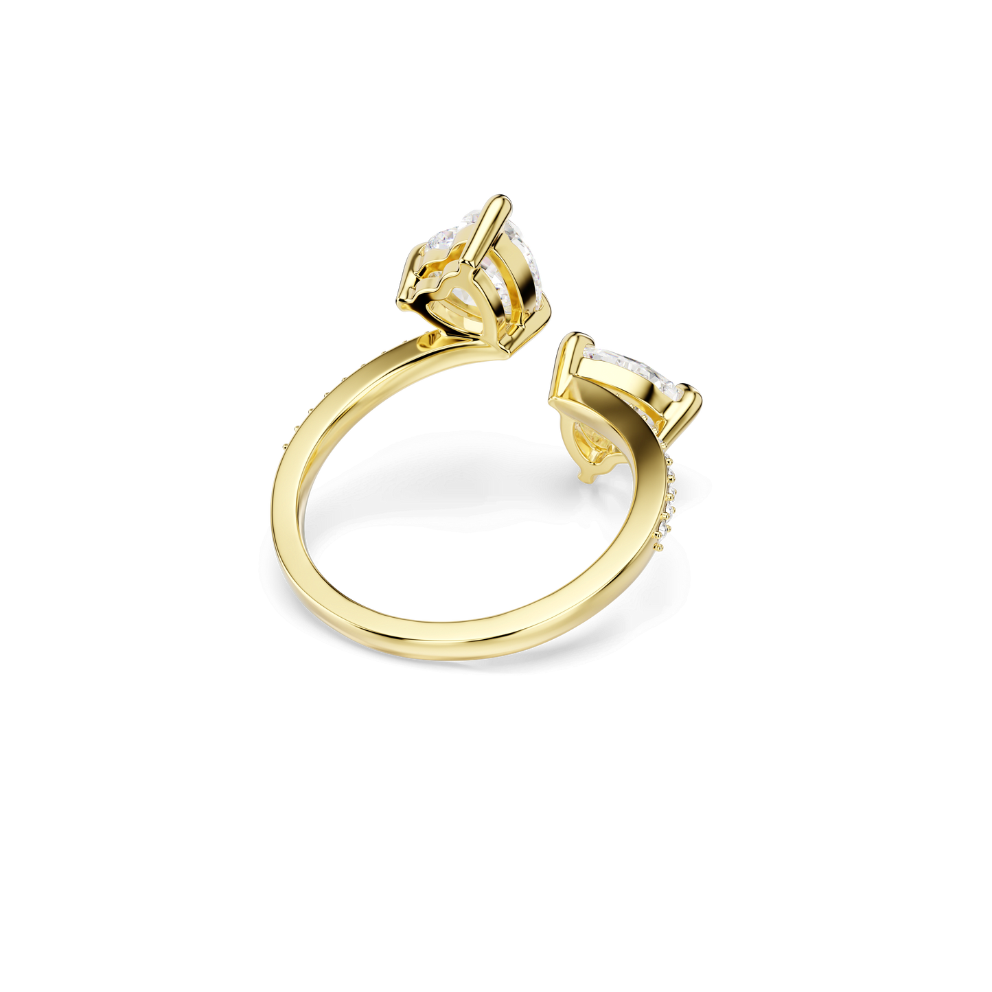 Mesmera open ring, Heart cut, Pavé, White, Gold-tone plated 5733478