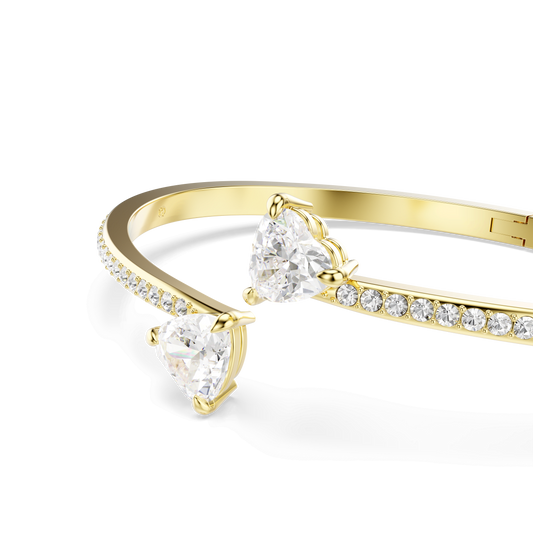 Mesmera bangle, Heart, White, Gold-tone plated 5733512