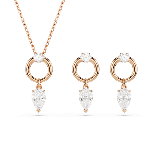 Mesmera set, Pear cut, Round cut, White, Rose gold-tone plated 5733808