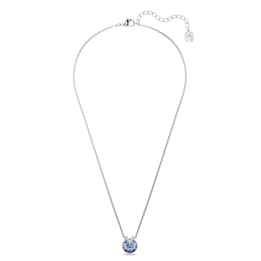 Bella V pendant, Round cut, Blue, Rhodium plated 5734232