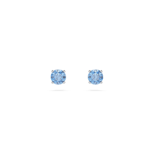 Stilla Attract stud earrings, Round cut, Blue, Rhodium plated 5734250
