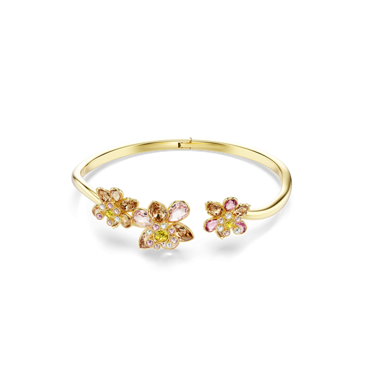 Idyllia bangle, Mixed cuts, Flower, Multicolored, Gold-tone plated 5736220