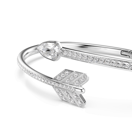 Idyllia bangle, Mixed cuts, Arrow, White, Rhodium plated 5737262