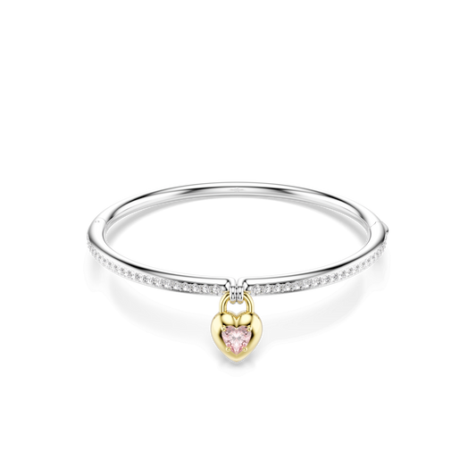 Idyllia bangle, Mixed cuts, Heart, Pink, Mixed metal finish 5737265