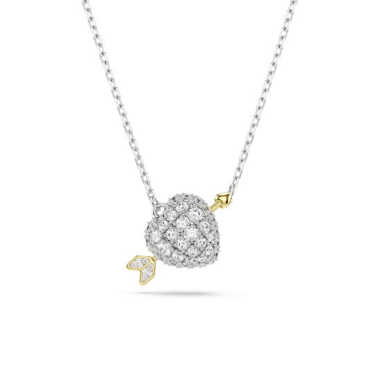 Idyllia pendant, Mixed cuts, Heart with arrow, White, Mixed metal finish 5737291