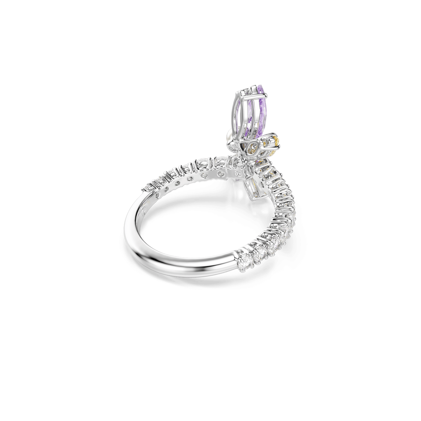 Ariana Grande x Swarovski motif ring, Mixed cuts, Dragonfly, Multicolored, Rhodium plated 5737366