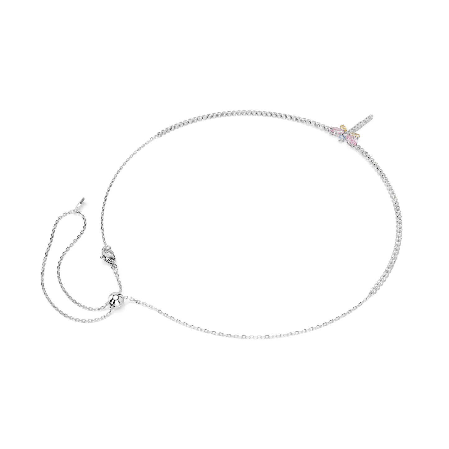 Ariana Grande x Swarovski Tennis Y necklace, Mixed cuts, Dragonfly, Multicolored, Rhodium plated 5737425